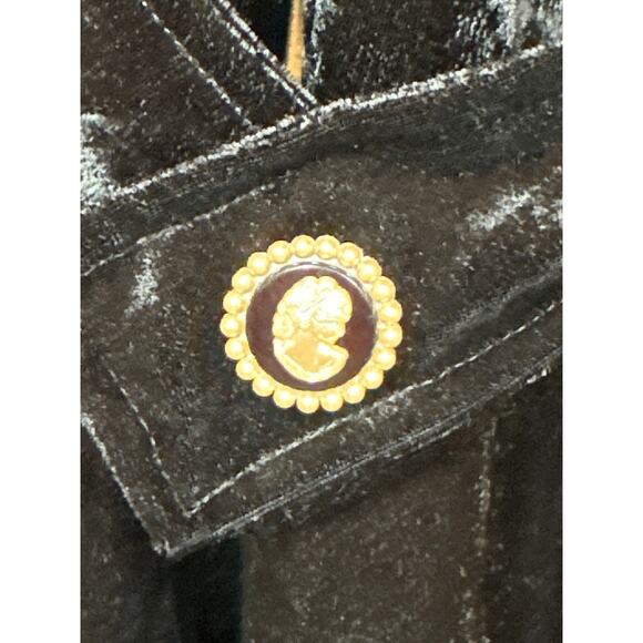 Lacy After Noon Velvet Cardigan L Black Cameo Whimsigoth Fairy Grunge Boho - Picture 8 of 16